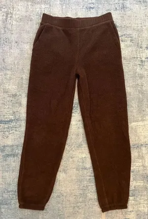 Auden Brown Cozy Faux Shearling Fleece Teddy Jogger Pants Small thumbnail 1