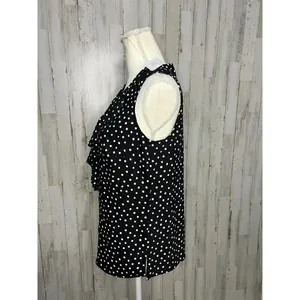 NWT Chico's Women's Sleeveless Polka Dot Blouse Black & White Size 0‎ thumbnail 4