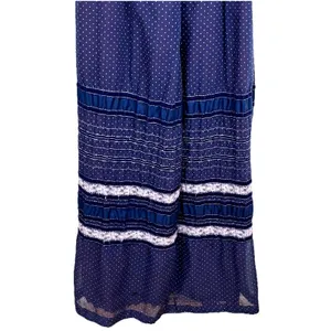 Handmade Vintage OOAK 70s Women's Boho Prairie Polka Dot Maxi Dress Sheer Size XXS thumbnail 9