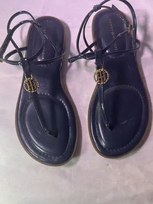 Tommy Hilfiger Black Strappy Thong Sandals with Gold Accent thumbnail 4