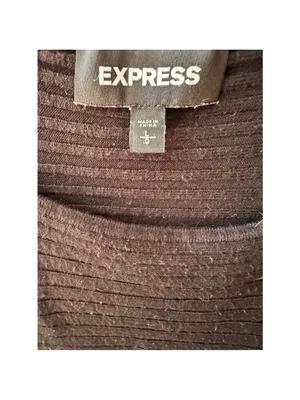 Express Black Ribbed Layering Scoopneck Stretch Long Sleeve Tee thumbnail 8