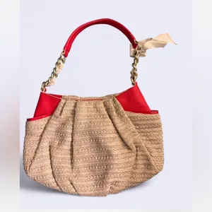 SIMPLY VERA Vera Wang Woven Hobo Bag Red Trim Gold Chain Classic everyday thumbnail 11