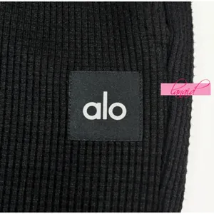 Alo Waffle Weekend Escape Joggers Black High-Rise Waist Thermal Sweats Sweatpant thumbnail 9