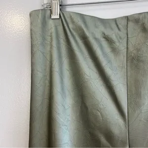 NWT Vince Satin Bias Green High Waisted Wide Leg Crinkle Texture Pants Large thumbnail 5
