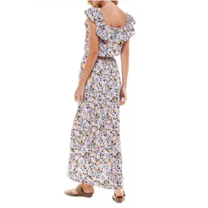 Kingston Grey Floral Off The Shoulder High Low Maxi Dress Medium Tassel Waist thumbnail 2