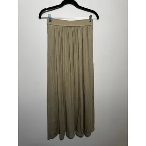 OGL Tencel-Linen Soft Linen Knit Gathered A-Line Maxi Skirt with Pockets M thumbnail 4