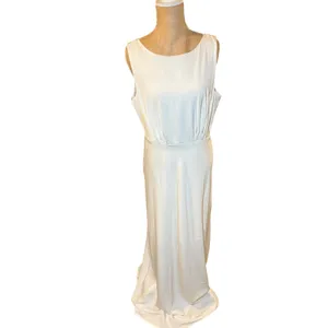 Baltic Born White Sleeveless Pleated Maxi‎ Dress Bridal Formal Gown Womens Sleek Old Money L thumbnail 3