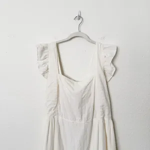 [Madewell] Cream Ruffle Strap Textural Striped Tiered Midi Dress Cutout Back 2X thumbnail 6