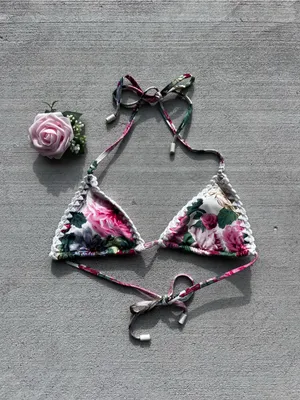 Zimmermann Floral Crochet Halter Multicolor Woman’s Bikini Top Size 0 thumbnail 3