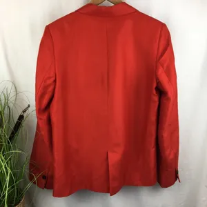 Zara Linen Blend Red Oversized Boyfriend Jacket Blazer M thumbnail 5