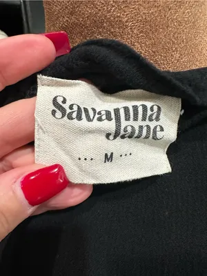 Savanna Jane Embroidered Boho Blouse – Size M – Black with Multicolor Floral thumbnail 12