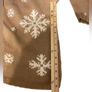 EDDIE BAUER Tan/White Snowflake Design Knit Button-Down Cardigan - Size Medium thumbnail 9