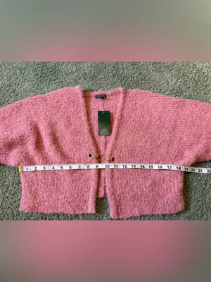 Wild Fable Pink Fuzzy Cropped Cardigan Sweater Wool Blend Size XXS NWT thumbnail 4