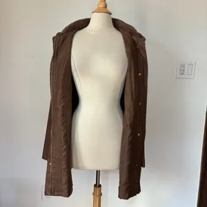 Baccini Brown Faux Leather + Fur Trim Coat thumbnail 6