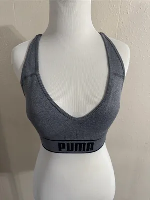 Puma Grey Seamless Racerback Sports Bra thumbnail 2