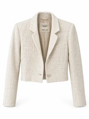 Abercrombie & Fitch White Tweed Cropped Blazer Jacket Women’s Small thumbnail 2