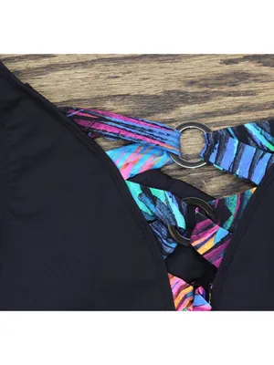 NWT Bleu Rod Beattie Thing Plunge Over-the-Shoulder One-Piece Swimsuit Black 6 thumbnail 6