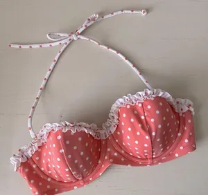 Y2k victoria’s secret pink and white polka dot retro style bikini top thumbnail 1