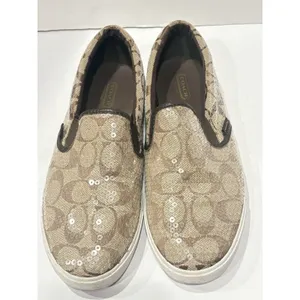 Coach signature logo slip-on sneakers featuring a brown 9B thumbnail 2