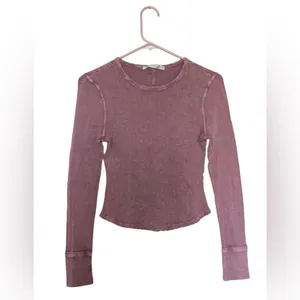 Altar’d State Waffle Knit Thermal Long Sleeve Top Mauve Women’s Large‎ thumbnail 2