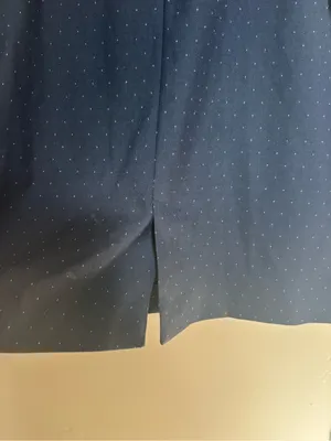 MANGO SUIT Navy Blue Pinstripe‎ Polka Dot Pinafore Sheath Dress With Belt Sz 6 thumbnail 10