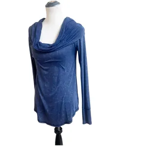 We The Free Purple Cosmo Cowl Neck Blue Sapphire Long Sleeve Off Shoulder Tunic thumbnail 9