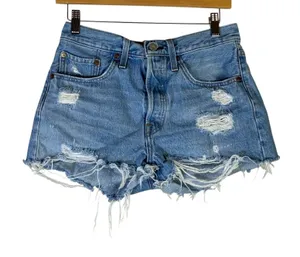 Levis 501 Light Wash Distressed Denim Shorts High Rise Daisy Dukes Size 27 thumbnail 1