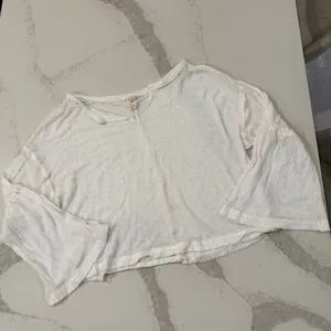 Free People We The Free Dahlia Thermal Waffle Knit Bell Sleeve Top Women’s Small thumbnail 5