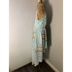 Candie's High Low Multi-Color Maxi Dress L Junior's Dopamine Boho Coconut Girl thumbnail 4