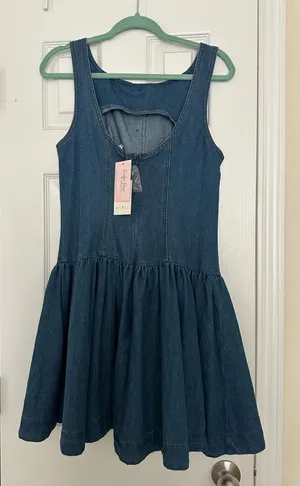 Boutique NWT Denim Drop Waist Dress thumbnail 1