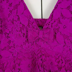 Zara Magenta Purple Floral Lace Bow V-Neck Mini Dress 3373/490/630 XS Coquette thumbnail 3