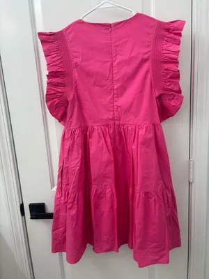 English Factory | Ruffled Babydoll Mini Dress w/ Pockets Fuchsia Pink thumbnail 10
