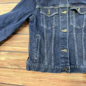 Uniqlo Jean Jacket Womens S Dark Blue Denim Long Sleeve Pockets Casual Cotton thumbnail 3