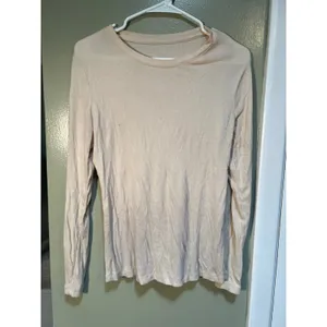 A New Day Women's Size Small Long Sleeve Ribbed T-Shirt Crewneck Beige Stretch thumbnail 3