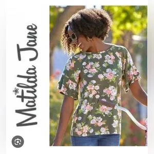 Matilda Jane Let’s Go Together Olive Floral Blouse •XXL thumbnail 2
