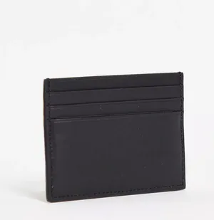 Calvin Klein NWT leather cardholder with gold logo in black thumbnail 2