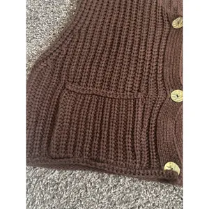 SHEIN Brown Chunky Knit Button Front Sweater Vest Size Small thumbnail 4