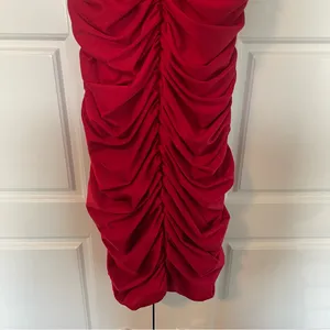 Windsor Women's‎ Red Ruched Mini Dress Size Small V-Neck thumbnail 4