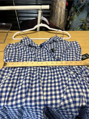 Express Blue and White Gingham One-Piece Romper thumbnail 14