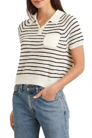 Alex Mill Clifford Sweater in a black and ivory striped Small thumbnail 1