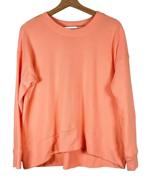 Aerie Women XS Coral Textured Knit‎ High-Low Pullover Sweatshirt Oversized Fit thumbnail 1