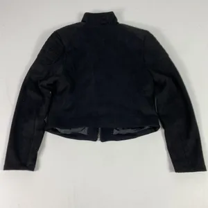 BKE Jacket Womens Small Black Faux Suede‎ Moto Quilted Shoulder Zip Biker thumbnail 11
