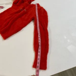 bebe Red Fuzzy Logo Sweater Size L Soft Long Sleeve Pullover thumbnail 6