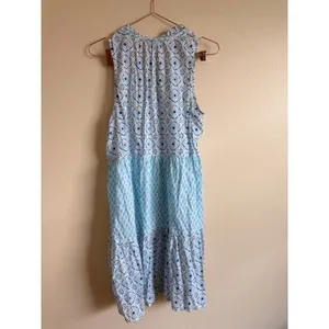 J.Crew Dress Womens Medium Blue Tiered Sleeveless Block‎ Print Midi AW732 Boho thumbnail 7