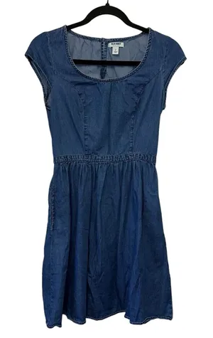 Old Navy Chambray Fit & Flare Dress Size 2‎ Blue Denim thumbnail 1