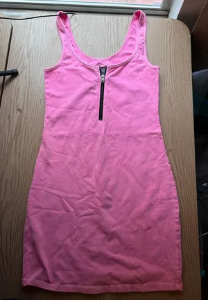 Womens PINK Victoria’s Secret Zip Up Dress Cotton/Spandex Stretchy Pink Small thumbnail 1