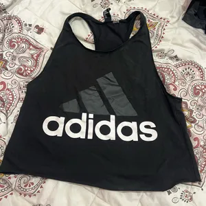 Adidas Black cropped razor back Top thumbnail 1