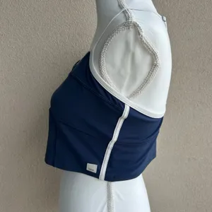 Vuori Navy and White Strappy Sports Bra Top Workout Gym Fitted Size Large thumbnail 4
