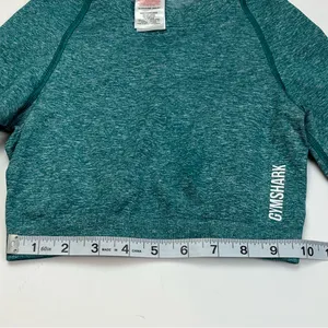 GymShark Womens Size XS Teal Long‎ Sleeve Cropped Fitted Top Workout Athletic thumbnail 6