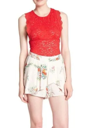 Free People Night Watcher Ivory Floral Patterned Flowy Shorts thumbnail 1